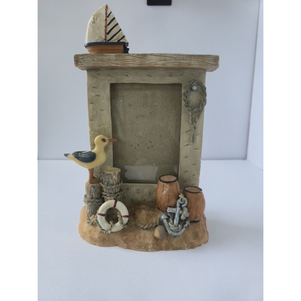 Vtg8"X6" Picture Frame Faux Stone Birt Beach Quality Art Gift Summer Ocean See